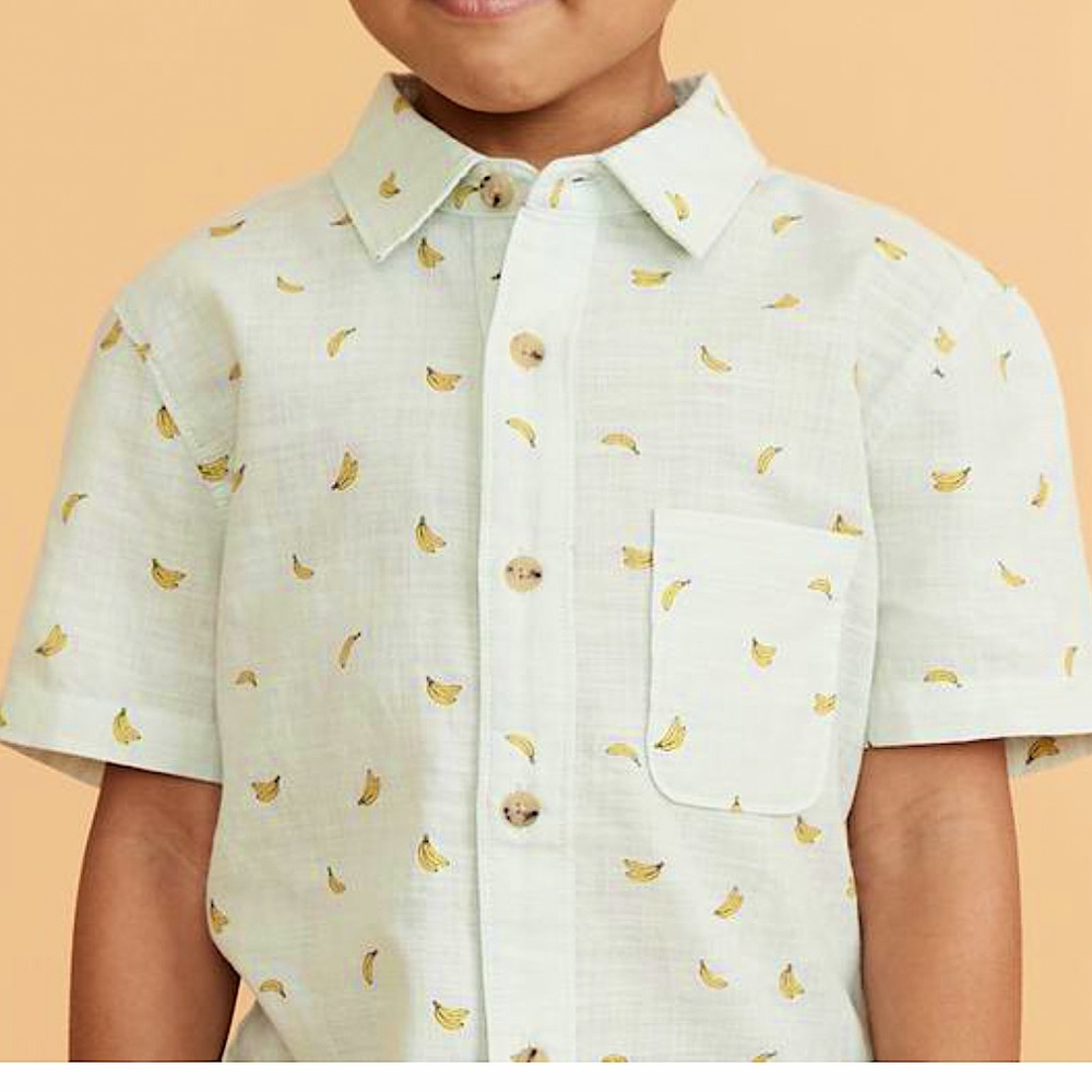 😍Zara Boys Banana Print Buttoned Down Shirt 🍌